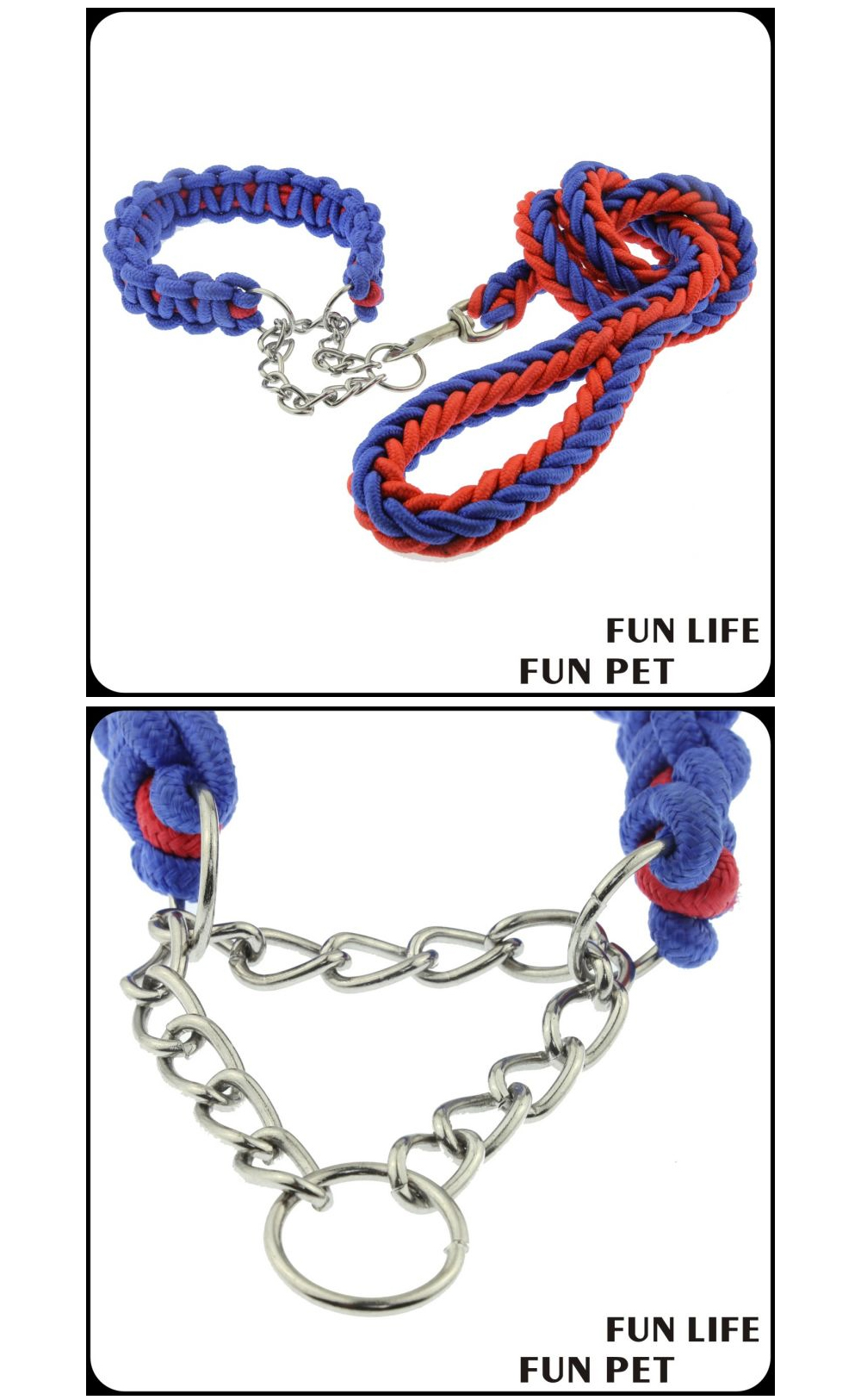 Custom Woven Nylon & Metal Chain Dog Collar and Leash Set (3).jpg